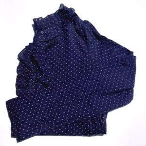NWOT Large L/S navy & orange dot Loft top